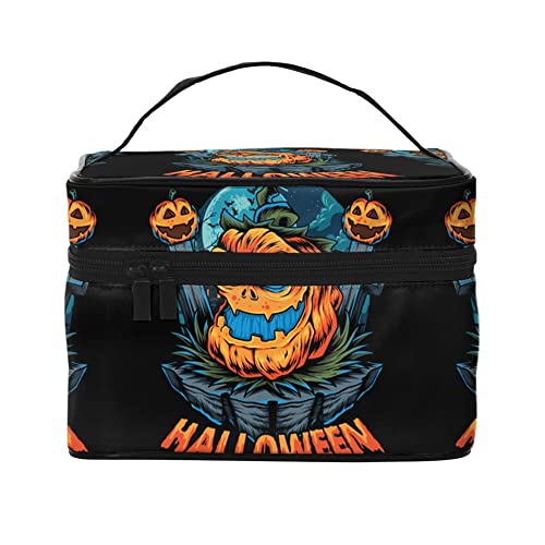 Kosmetiktasche Organizer Halloween Thema Illustration 21 Tragbare Künstler Aufbewahrungskoffer Reise Make-up Tasche für Frauen Mädchen, Halloween-Motiv-Illustration 20, Einheitsgröße von SJOAOAA