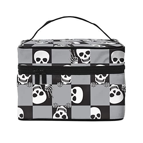 Kosmetiktasche Organizer Halloween Totenköpfe Muster 6 Tragbare Künstler Aufbewahrungskoffer Reise Make-up Tasche für Frauen Mädchen, Halloween Totenköpfe Muster 4, Einheitsgröße von SJOAOAA