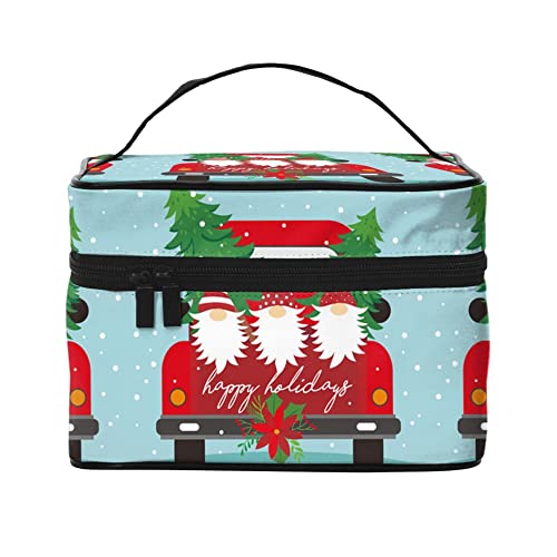 Kosmetiktasche Organizer Happy Santa Claus tragbare Künstler-Aufbewahrungsbox Reise-Make-up-Tasche für Frauen Mädchen, Vintage-Weihnachtsmotiv, Einheitsgröße von SJOAOAA