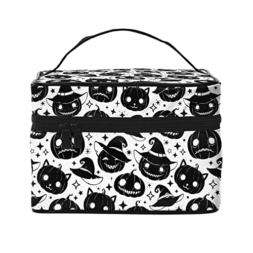 Kosmetiktasche Organizer Nahtlose Halloween Kürbisse 56 Tragbare Künstler Aufbewahrungskoffer Reise Make-up Tasche für Frauen Mädchen, Nahtlose Halloween Kürbisse 54, Einheitsgröße von SJOAOAA