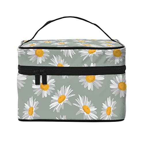 Kosmetiktasche Organizer Weihnachten Katzen Tragbare Künstler Aufbewahrungsbox Reise Make-up Tasche für Frauen Mädchen, Kamille Daisy, Einheitsgröße von SJOAOAA