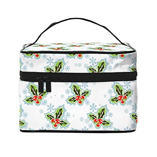 Kosmetiktasche Organizer Weihnachten Thema Katze Tragbare Künstler Aufbewahrungskoffer Reise Make-up Tasche für Frauen Mädchen, Christmas Elements Schneeflocke, Einheitsgröße von SJOAOAA