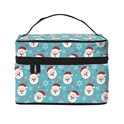 Kosmetiktasche Organizer Weihnachten Zuckerstange Tragbare Künstler Aufbewahrungsbox Reise Make-up Tasche für Frauen Mädchen, Niedlicher Weihnachtsmann, Einheitsgröße von SJOAOAA