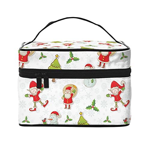 Kosmetiktasche Organizer Weihnachten Zuckerstange Tragbare Künstler Aufbewahrungsbox Reise Make-up Tasche für Frauen Mädchen, Weihnachtselemente, Einheitsgröße von SJOAOAA