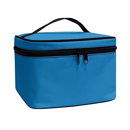 Kosmetiktasche für Damen, Erdbeer-Druck, wasserdicht, modisch, tragbar, Zubehör für Reisen, Outdoor, blau, Einheitsgröße von SJOAOAA