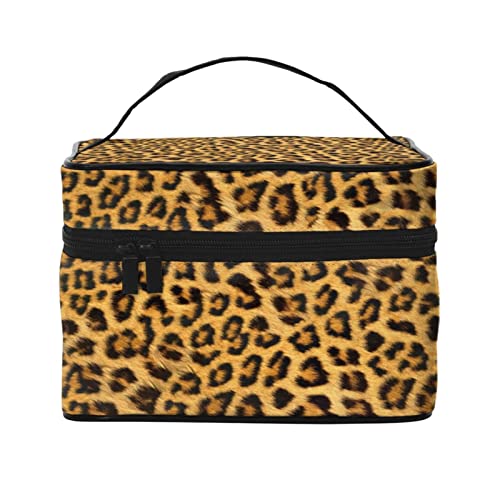 Libelle Blumen Reise Make-up Tasche für Frauen Große Kosmetiktaschen Tragbare Make-up Organizer Tasche Urlaub Kulturbeutel Mädchen Make-up Aufbewahrungskoffer, Leopard Skin1, Einheitsgröße von SJOAOAA