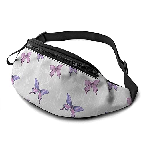 Lila Schmetterling Bauchtaschen für Damen Herren Hüfttasche Pack mit verstellbarem Gurt Laufgürtel Bauchtasche Hüfttaschen für Reisen Laufen, Siehe Abbildung, Einheitsgröße von SJOAOAA