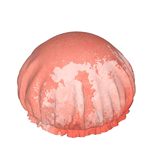 Living Coral Abstrakter Hintergrund Duschhaube Für Frauen, Schichten Baden Dusche Wiederverwendbare Gummiband Stretch Hem Haar Hut von SJOAOAA