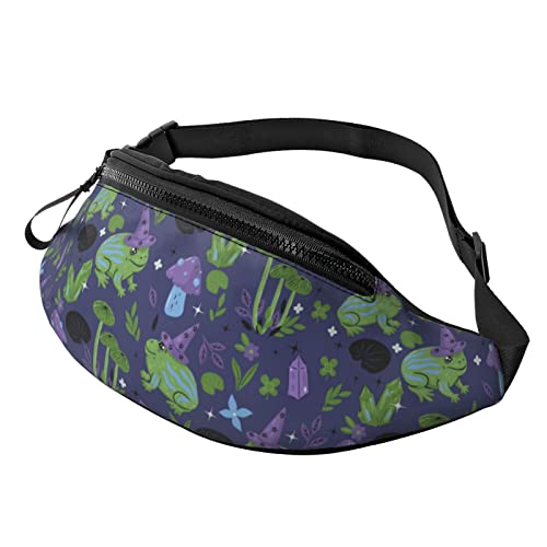 Lustige Frosch Hüfttasche Bauchtasche Outdoor Sport und Freizeit Messenger Bag Crossbody Brusttasche für Damen und Herren, Retro Frosch lila Pilz, Einheitsgröße von SJOAOAA