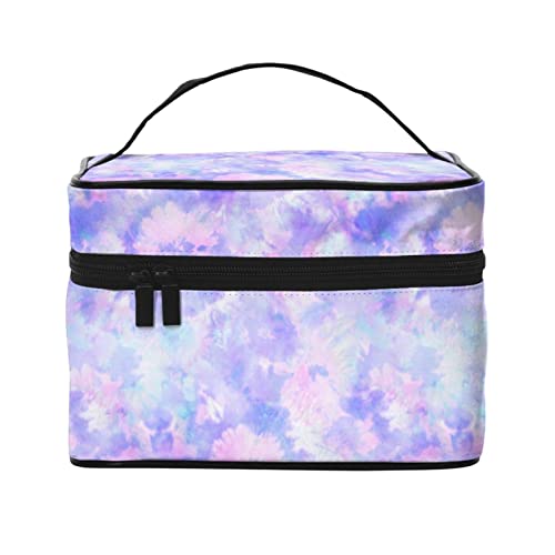 Make-up-Tasche, Reise-Kosmetiktasche für Frauen und Mädchen, große Make-up-Organizer-Tasche, tragbare Kulturbeutel, Erdbeere, Krawattenfarbe Violett, Einheitsgröße von SJOAOAA