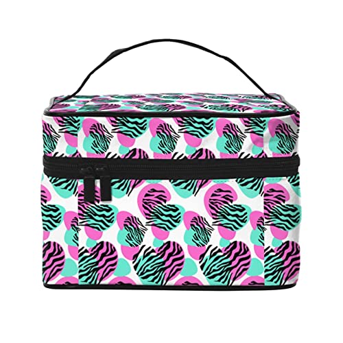 Make-up-Tasche, Reise-Kosmetiktasche für Frauen und Mädchen, große Make-up-Organizer-Tasche, tragbare Kulturbeutel, Regenbogenwolke, pink zebra, Einheitsgröße von SJOAOAA