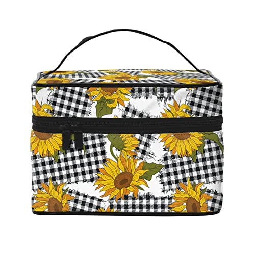 Make-up-Tasche, Reise-Kosmetiktasche für Frauen und Mädchen, große Make-up-Organizer-Tasche, tragbare Kulturbeutel, Schwalbe, Sonnenblume 3, Einheitsgröße von SJOAOAA