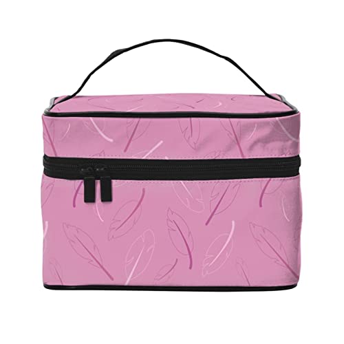 Make-up-Tasche, Reise-Kosmetiktasche für Frauen und Mädchen, große Make-up-Organizer-Tasche, tragbare Kulturbeutel, rosa Haus, Pink Leaf 1, Einheitsgröße von SJOAOAA