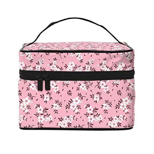 Make-up-Tasche, Reise-Kosmetiktasche für Frauen und Mädchen, große Make-up-Organizer-Tasche, tragbare Kulturbeutel, rosa Haus, pink floral, Einheitsgröße von SJOAOAA