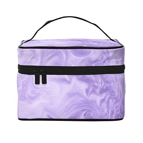 Make-up-Tasche, Reise-Kosmetiktasche für Frauen und Mädchen, große Make-up-Organizer-Tasche, tragbare Kulturtasche, lila Camouflage, Lila Abstrakt 8, Einheitsgröße von SJOAOAA