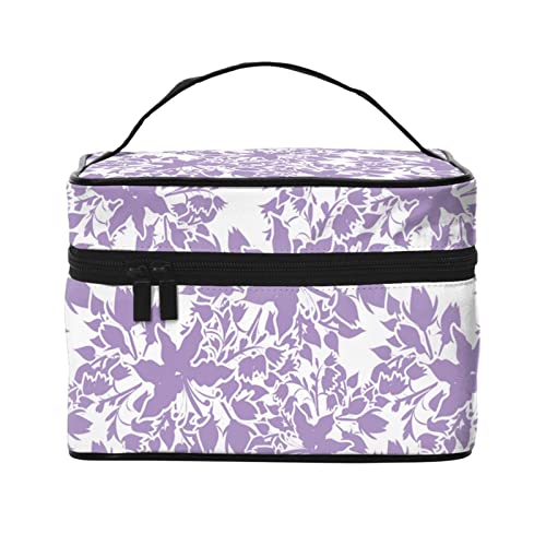 Make-up-Tasche, Reise-Kosmetiktasche für Frauen und Mädchen, große Make-up-Organizer-Tasche, tragbare Kulturtasche, lila Camouflage, Lila Floral 2, Einheitsgröße von SJOAOAA