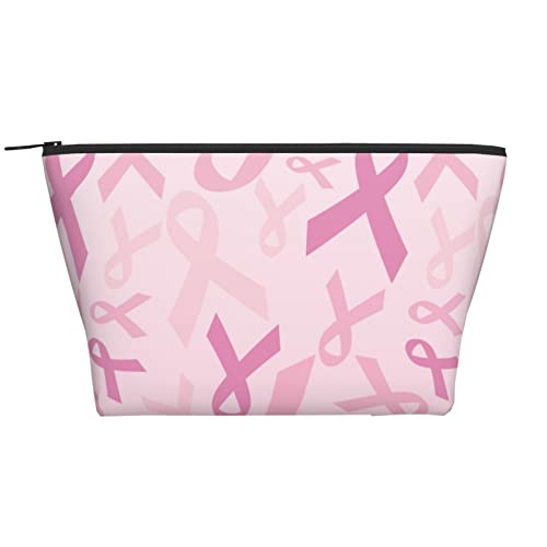 Make-up-Tasche mit Kuh-Druck, Schmetterling, für Frauen, Reisen, Kulturbeutel, Mädchen, Make-up-Organizer, tragbare Kosmetiktaschen, Urlaub, Make-up, Aufbewahrungskoffer, Pink Ribbon, Einheitsgröße von SJOAOAA