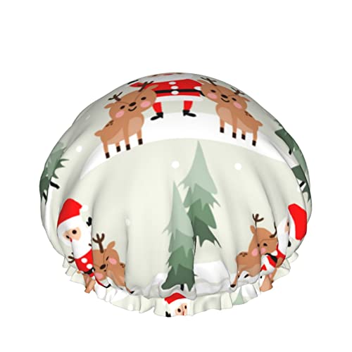 Niedliche Santa Claus Duschhaube für Frauen, Schichten Baden Dusche Wiederverwendbares Gummiband Stretch Hem Haar Hut von SJOAOAA