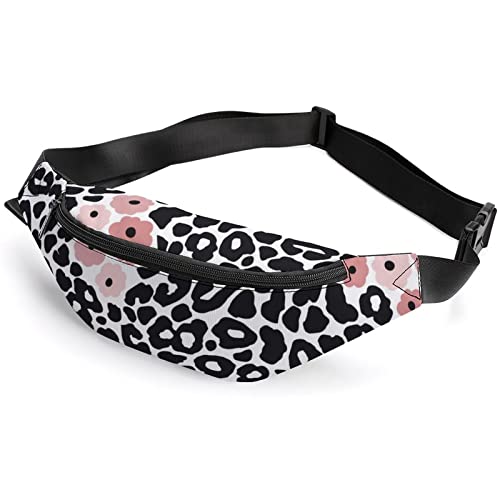 Pink Cute Octopus Fanny Pack, Erwachsene Kinder Sport Hüfttasche für Männer und Frauen, Leopard nahtlos mit rosa Blumen, Einheitsgröße von SJOAOAA