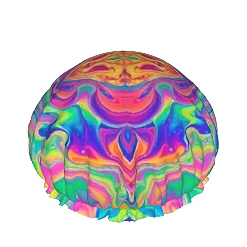 Regenbogen Kaleidoskop Tie Dye Duschhaube Für Frauen, Schichten Baden Dusche Wiederverwendbare Gummiband Stretch Hem Haar Hut von SJOAOAA