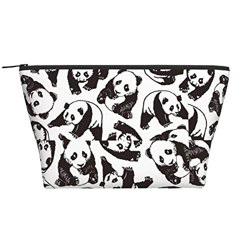 Regenbogenfarbene Leopardenhaut Make-up-Tasche für Frauen Reise Kulturbeutel Mädchen Make-up Organizer Tragbare Kosmetiktaschen Urlaub Make-up Aufbewahrungskoffer, Süßer Panda2, Einheitsgröße von SJOAOAA