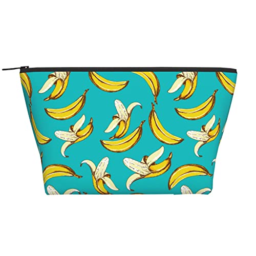 Retro Vintage 80er oder 90er Jahre Make-up Tasche für Frauen Reise Kulturbeutel Mädchen Make-up Organizer Tragbare Kosmetiktaschen Urlaub Make-up Aufbewahrungskoffer, Retro Blue Banana, Einheitsgröße von SJOAOAA