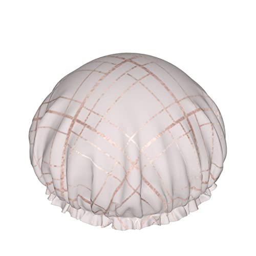 Rose Gold Geometrische Formen Duschhaube Für Frauen Schichten Baden Dusche Wiederverwendbar Elastisches Band Stretch Hem Haar Hut von SJOAOAA