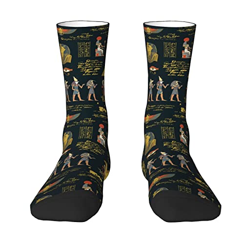 SJOAOAA Antike Ägypten Crew Socken Ägyptische Socken Kleid Socken Hieroglyphen Strümpfe Geschichte Geschenke Neuheit Socken, Altes Ägypten 03, One size von SJOAOAA