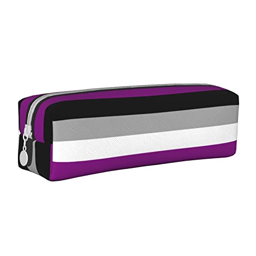 SJOAOAA Asexual Pride Federmäppchen mit Reißverschluss, Leder, für Damen, Herren, Büro, weiß, Einheitsgröße, Federmäppchen aus Leder von SJOAOAA