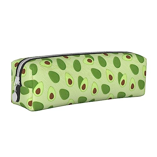 SJOAOAA Avocado Federmäppchen Halter Tasche mit Reißverschluss Leder Stift Bleistift Taschen Box Organizer Kosmetik Make-up Tasche Aufbewahrungstasche, weiß, Einheitsgröße, Federmäppchen aus Leder von SJOAOAA