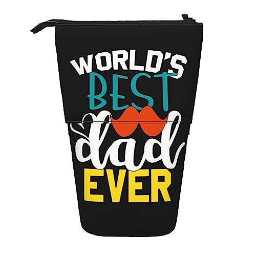 SJOAOAA Best Dad Ever Happy Father's Day Standing Pencil Case, Cute Pencil Pouch Large Capacity Pen Case Portable Pencil Bag for Women Men, Schwarz , Einheitsgröße, Stehendes Federmäppchen von SJOAOAA