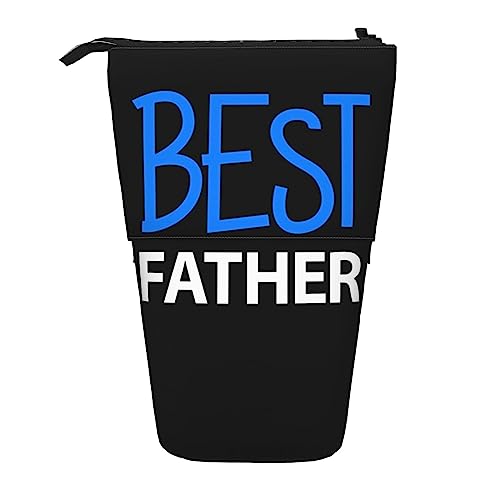 SJOAOAA Best Dad Ever Happy Father's Day Standing Pencil Case, Cute Pencil Pouch Large Capacity Pen Case Portable Pencil Bag for Women Men, Schwarz , Einheitsgröße, Stehendes Federmäppchen von SJOAOAA