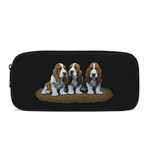 SJOAOAA Border Collie Federmäppchen für Kinder, Cartoon-Welpen-Sterne, langlebiges Federmäppchen für Mädchen, Schulbedarf, Aufbewahrungstasche, Hunde Basset Hound, Einheitsgröße, Taschen-Organizer von SJOAOAA