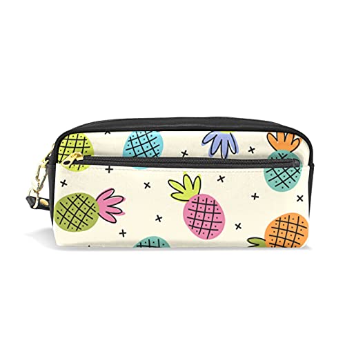 SJOAOAA Bunte Ananas-Federmäppchen für Mädchen und Jungen, PU-Leder, Stifteetui, tragbar, Stiftehalter, Make-up-Tasche, Schreibwaren, Schreibtisch-Organizer für Schule, Büro, siehe abbildung, von SJOAOAA