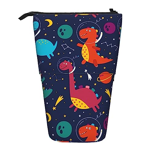 SJOAOAA Cartoon Cute Little Dinosaur Standing Pencil Case, Cute Pencil Pouch Large Capacity Pen Case Portable Pencil Bag for Women Men, Schwarz , Einheitsgröße, Stehendes Federmäppchen von SJOAOAA