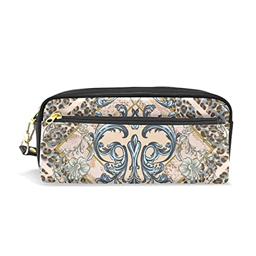 SJOAOAA Elegantes Federmäppchen mit Blumenmotiv für Mädchen und Jungen, PU-Leder, tragbar, Stiftehalter, Make-up-Tasche, Schreibwaren, Schreibtisch-Organizer für Schule, Büro, siehe abbildung, von SJOAOAA