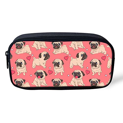 SJOAOAA Federmäppchen aus Segeltuch mit Reißverschluss, multifunktionales Federmäppchen, Kosmetiktasche, Geldbörse, Boston Terrier, Gelb, Mops, Rosa, Einheitsgröße, Taschen-Organizer von SJOAOAA