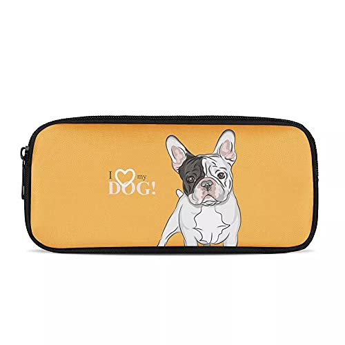 SJOAOAA Federmäppchen für Grundschule, Schüler, Münzen, Geldbörse, Damen, Federmäppchen, Make-up-Tasche, tragbar, Bürobedarf ("I Love Boxer-Design), Dog-Gold, Einheitsgröße, Taschen-Organizer von SJOAOAA