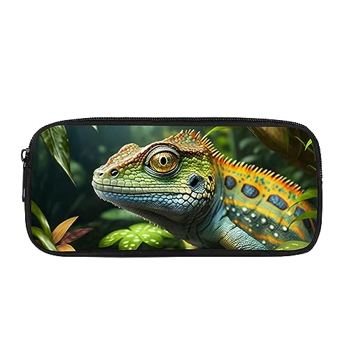 SJOAOAA Federmäppchen für Jungen, Tier-Tigerdruck, Kinder-Bleistifttasche mit Reißverschluss, für Schule, Kinder, Schreibwaren-Organizer, Lizard, Einheitsgröße, Taschen-Organizer von SJOAOAA