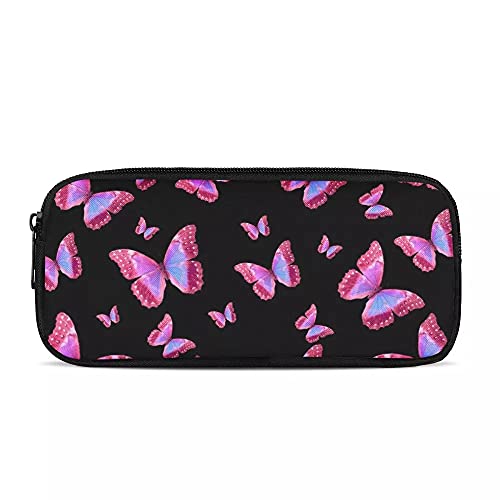 SJOAOAA Federmäppchen für Jungen, personalisierbar, für Grundschule, Schüler, Stiftehalter, Mädchen, Erwachsene, modisch, weißer Wolf-Druck, Butterfly-Black A, Einheitsgröße, Taschen-Organizer von SJOAOAA