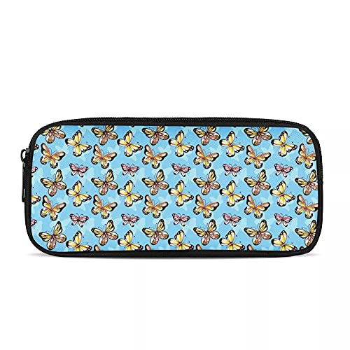 SJOAOAA Federmäppchen für Mädchen, großes Federmäppchen, Aufbewahrungstasche, Bürobedarf und Lernen, weißes Feenpferd-Design, Butterfly-Blau, Einheitsgröße, Taschen-Organizer von SJOAOAA