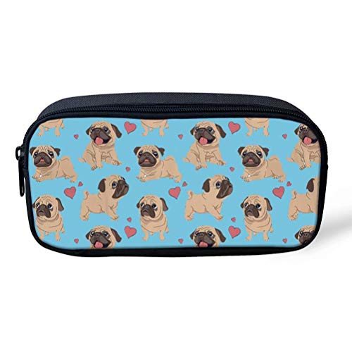 SJOAOAA Federmäppchen für Schule, Jungen, Beagle, gepunktet, Federmäppchen für Teenager, Mädchen, Schulbedarf, Mops, Blau, Einheitsgröße, Taschen-Organizer von SJOAOAA