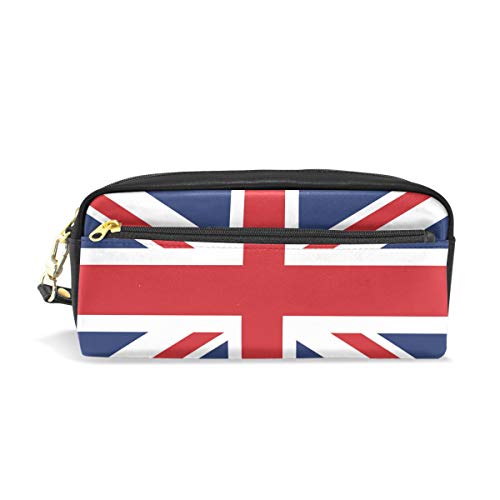 SJOAOAA Federmäppchen mit britischer Flagge, großes Fassungsvermögen, Reißverschluss, PU-Leder, multifunktional, Schreibwaren, Kosmetik, Make-up-Tasche, siehe abbildung, Einheitsgröße, von SJOAOAA