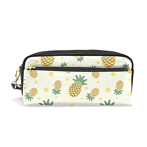 SJOAOAA Federmäppchen mit niedlichem Ananas-Design für Mädchen und Jungen, PU-Leder, tragbar, Stiftehalter, Make-up-Tasche, Schreibwaren, Schreibtisch-Organizer für Schule, Büro, siehe abbildung, von SJOAOAA