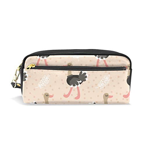 SJOAOAA Federmäppchen mit niedlichem Cartoon-Straußen-Motiv, PU-Leder, Büro, Schule, Studenten, Schreibwaren, Stifte-Organizer, Kosmetiktasche, Make-up-Tasche, siehe abbildung, Einheitsgröße, von SJOAOAA