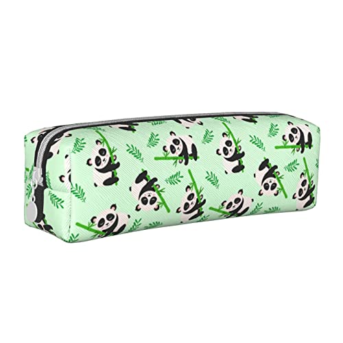 SJOAOAA Federmäppchen mit niedlichem Panda-Motiv, mit Reißverschluss, Leder, Stifteetui, Organizer, Kosmetik, Make-up-Tasche, Aufbewahrungstasche, weiß, Einheitsgröße, Federmäppchen aus Leder von SJOAOAA