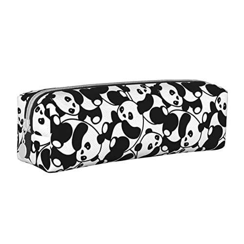 SJOAOAA Federmäppchen mit niedlichem Panda-Motiv, mit Reißverschluss, Leder, Stifteetui, Organizer, Kosmetik, Make-up-Tasche, Aufbewahrungstasche, weiß, Einheitsgröße, Federmäppchen aus Leder von SJOAOAA