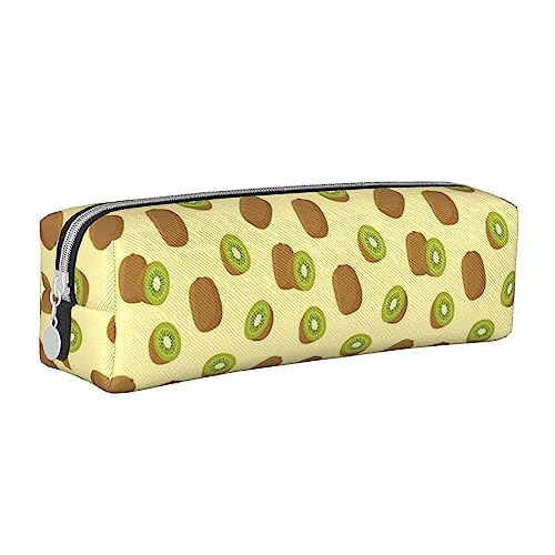 SJOAOAA Federmäppchen mit süßem Kiwi-Motiv, mit Reißverschluss, Leder, Stifteetui, Organizer, Kosmetik, Make-up-Tasche, Aufbewahrungstasche, weiß, Einheitsgröße, Federmäppchen aus Leder von SJOAOAA