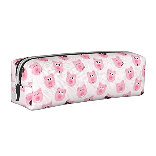 SJOAOAA Federmäppchen mit süßem Tiermotiv, mit Reißverschluss, Leder, Stifteetui, Organizer, Kosmetik, Make-up-Tasche, Aufbewahrungstasche, weiß, Einheitsgröße, Federmäppchen aus Leder von SJOAOAA