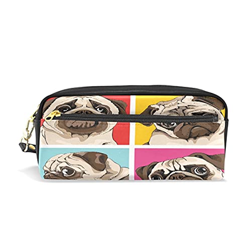 SJOAOAA Federmäppchen mit vier Hunden, für Mädchen und Jungen, PU-Leder, tragbar, Stiftehalter, Make-up-Tasche, Schreibwaren, Schreibtisch-Organizer für Schule, Büro, siehe abbildung, Einheitsgröße, von SJOAOAA